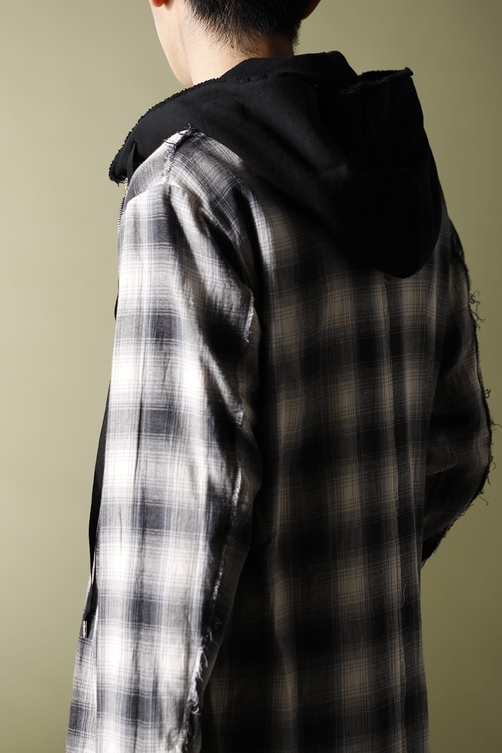 リムーバブルフーディー チェックシャツ