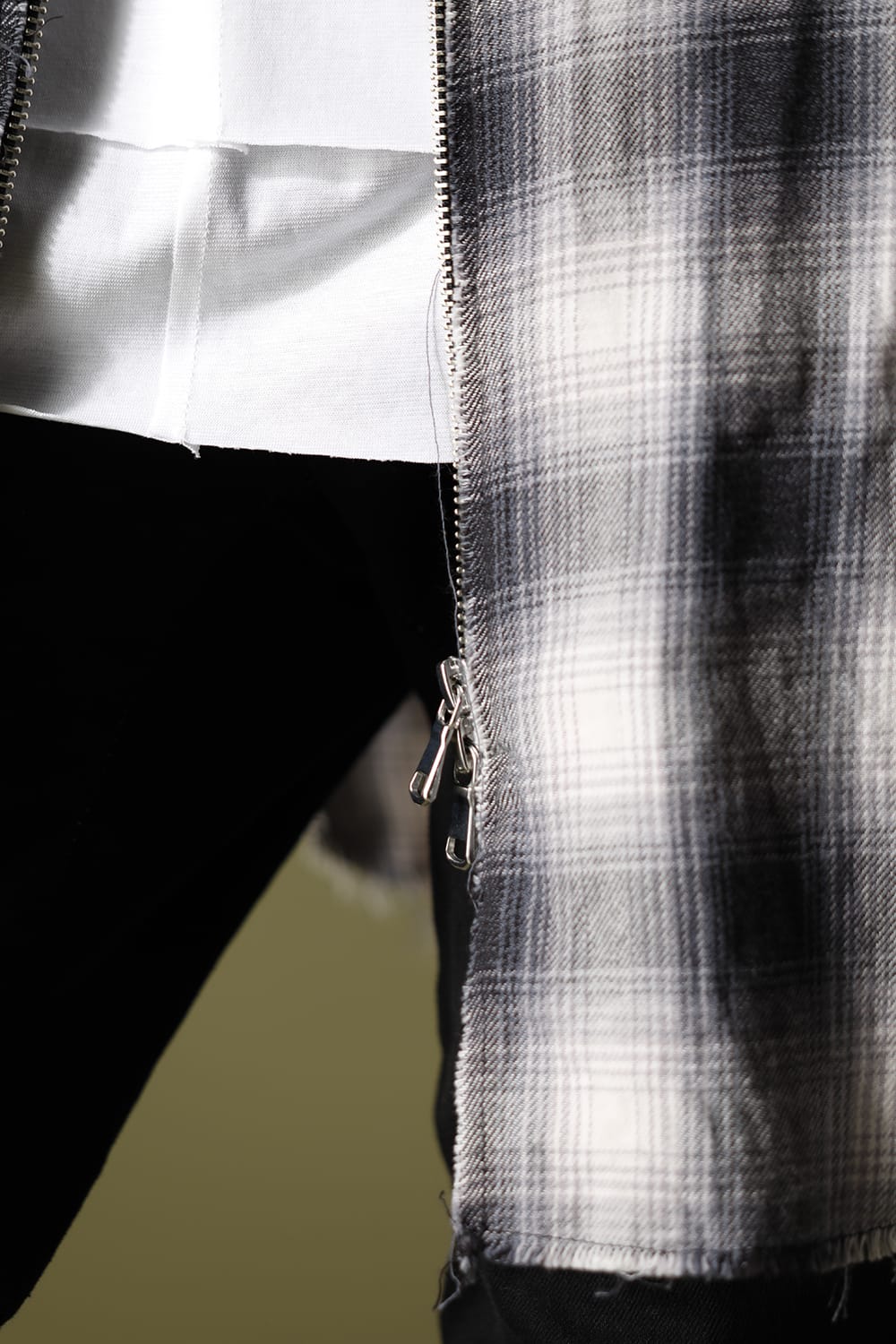 リムーバブルフーディー チェックシャツ