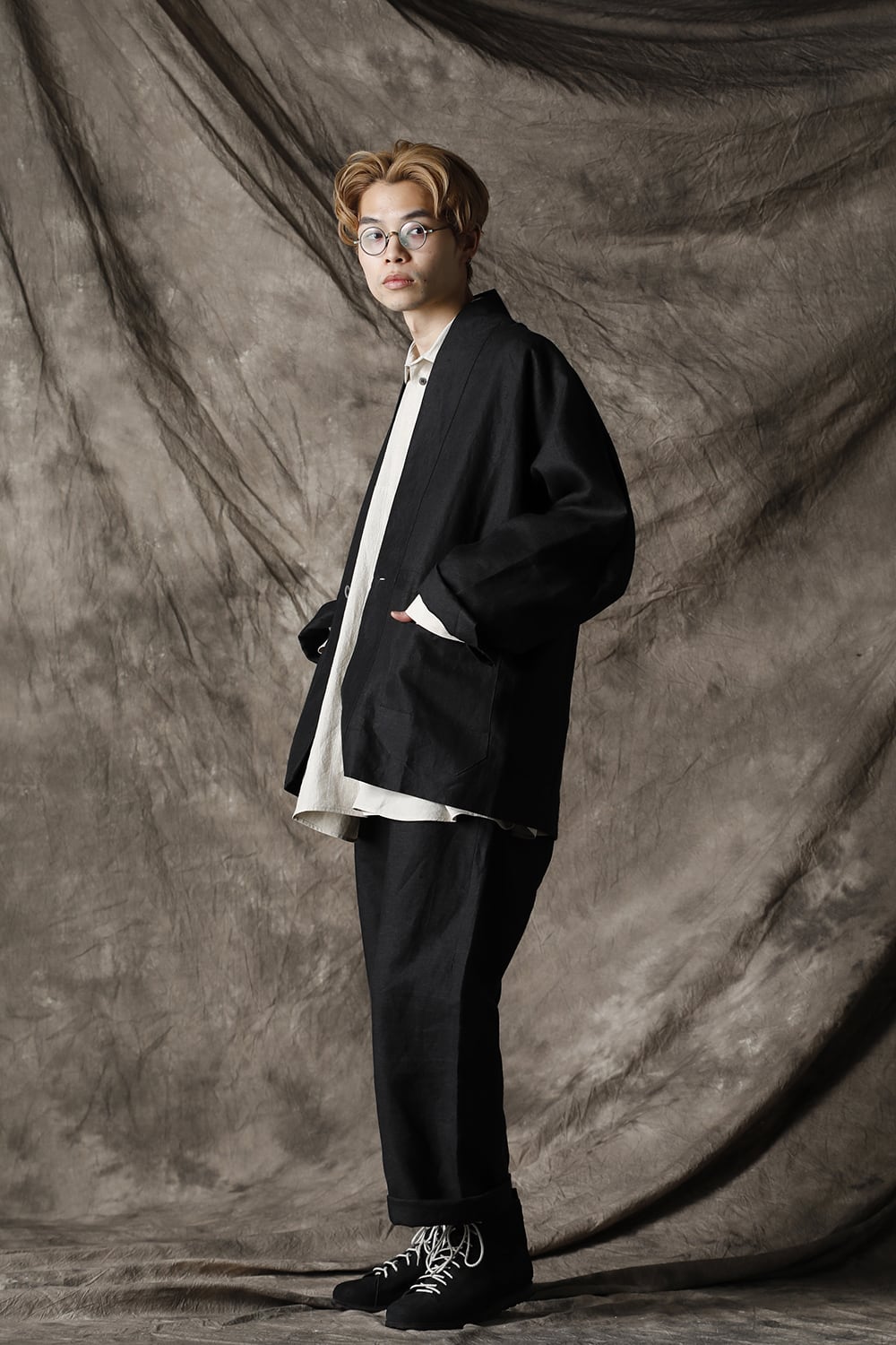 JACKET#43 ANTHRACITE RAMIE/LINEN TWILL