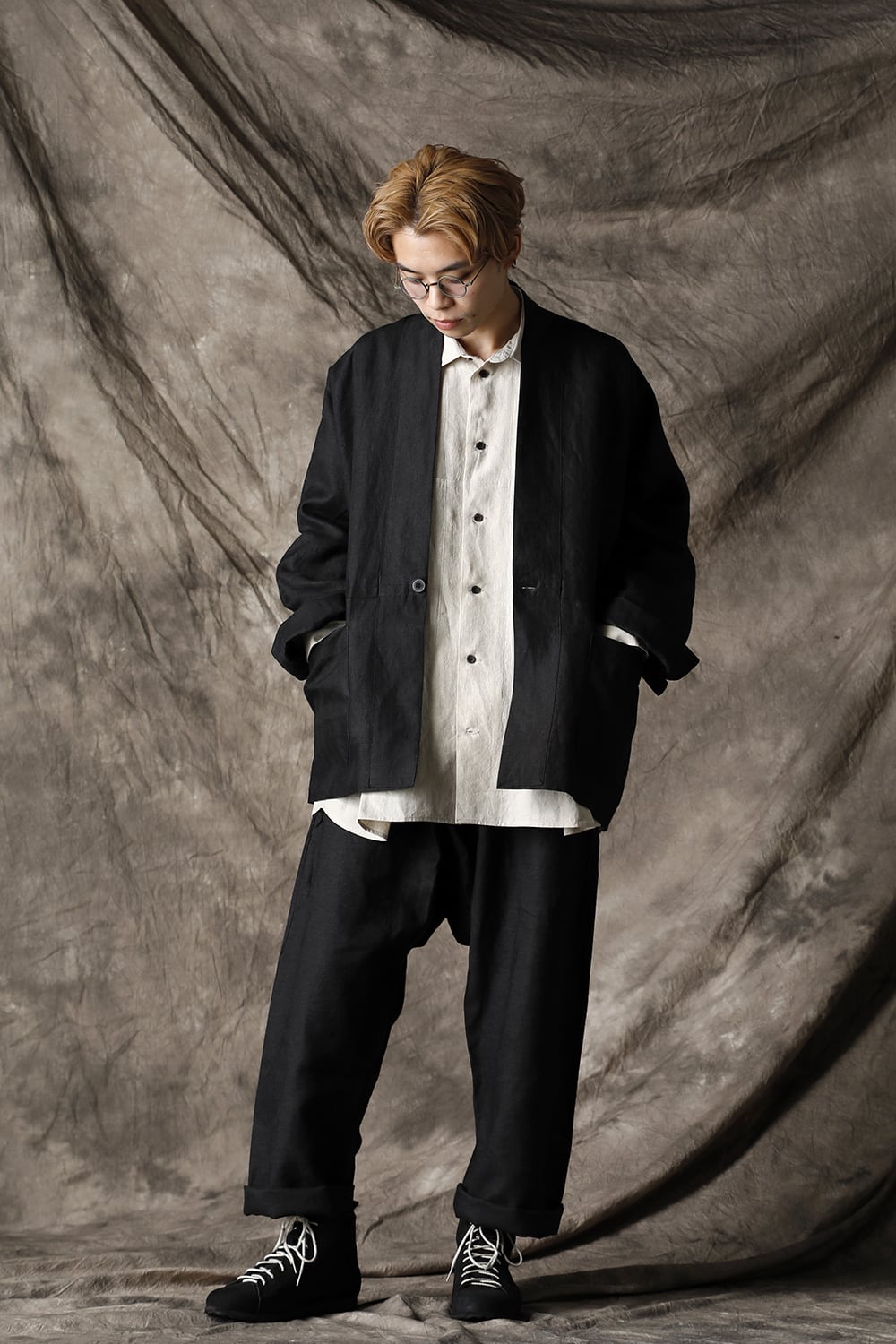 JACKET#43 ANTHRACITE RAMIE/LINEN TWILL