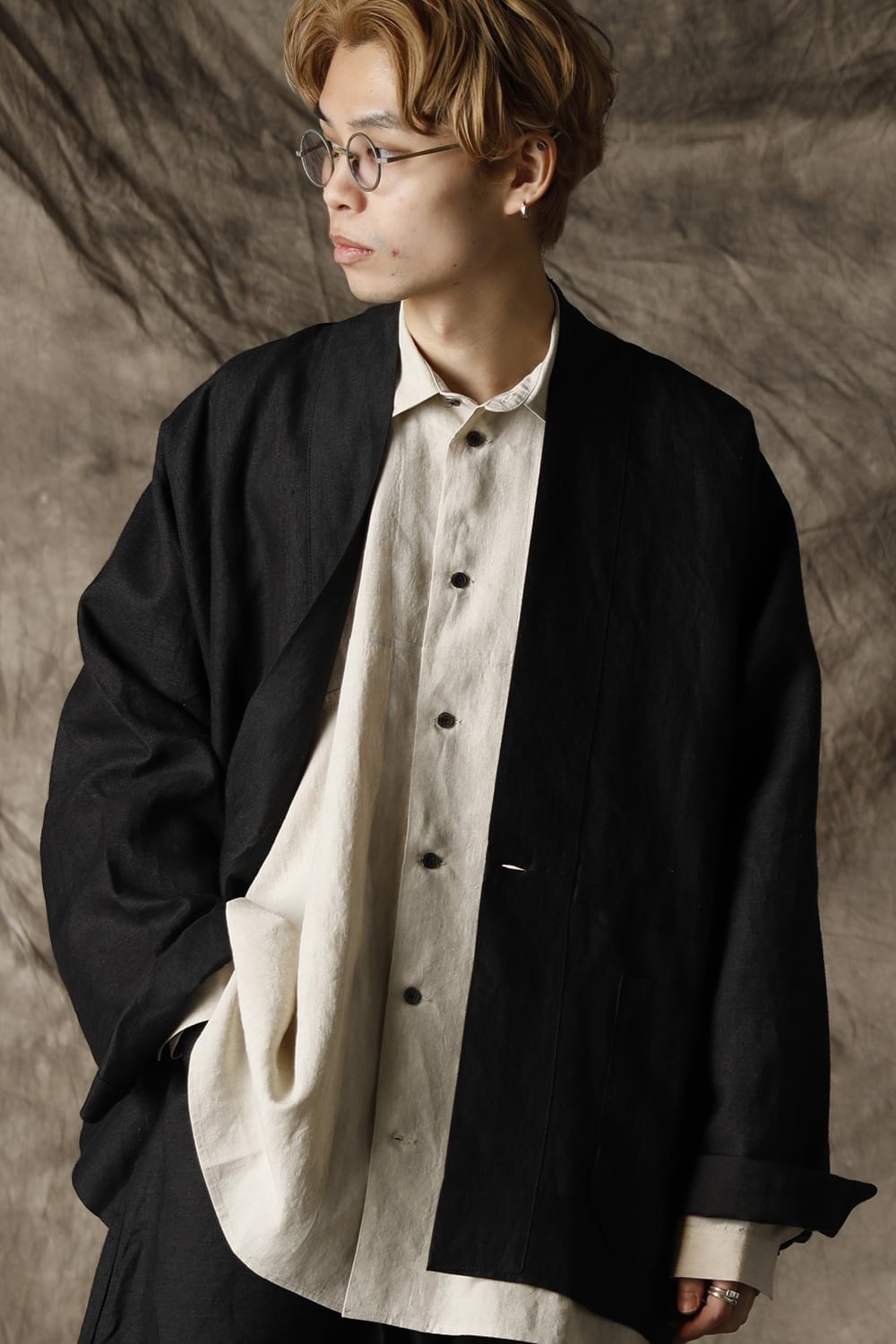 JACKET#43 ANTHRACITE RAMIE/LINEN TWILL