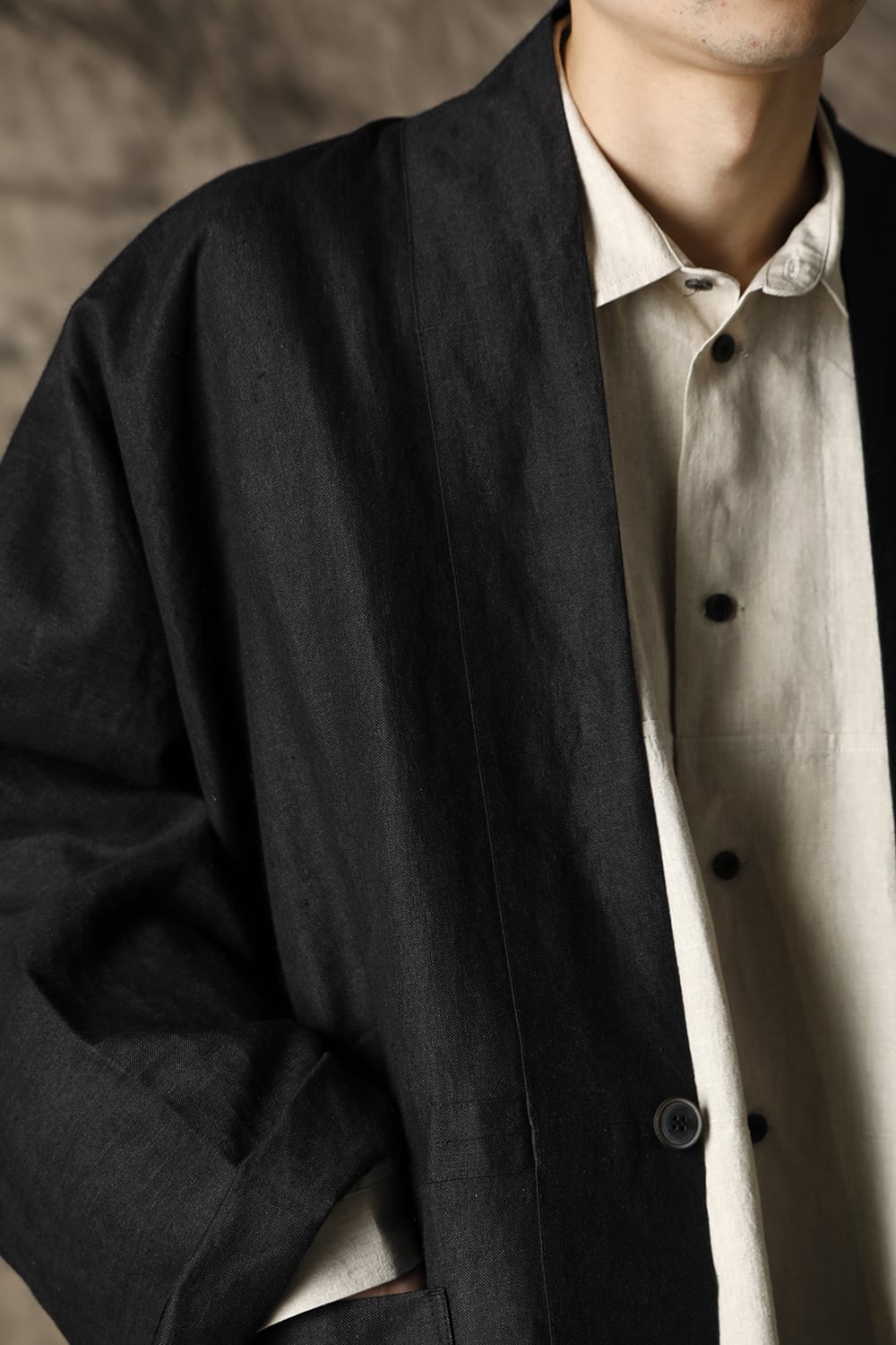 JACKET#43 ANTHRACITE RAMIE/LINEN TWILL