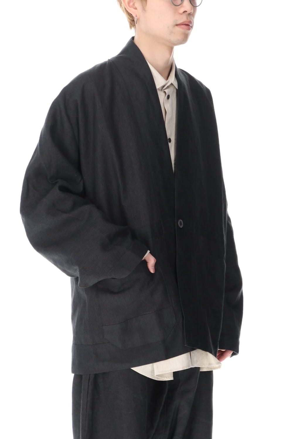JACKET#43 ANTHRACITE RAMIE/LINEN TWILL