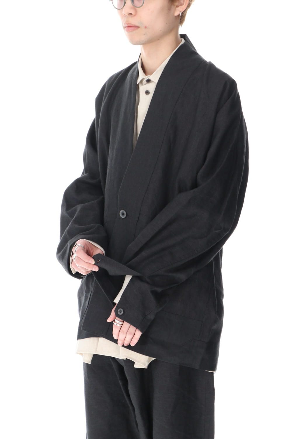 JACKET#43 ANTHRACITE RAMIE/LINEN TWILL