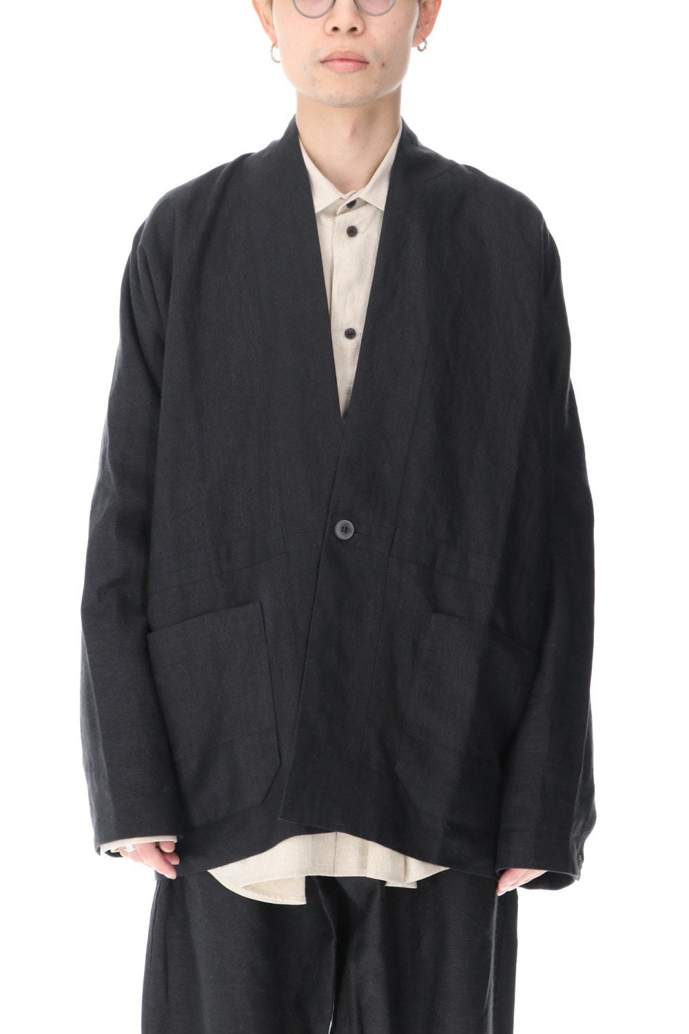 JACKET#43 ANTHRACITE RAMIE/LINEN TWILL