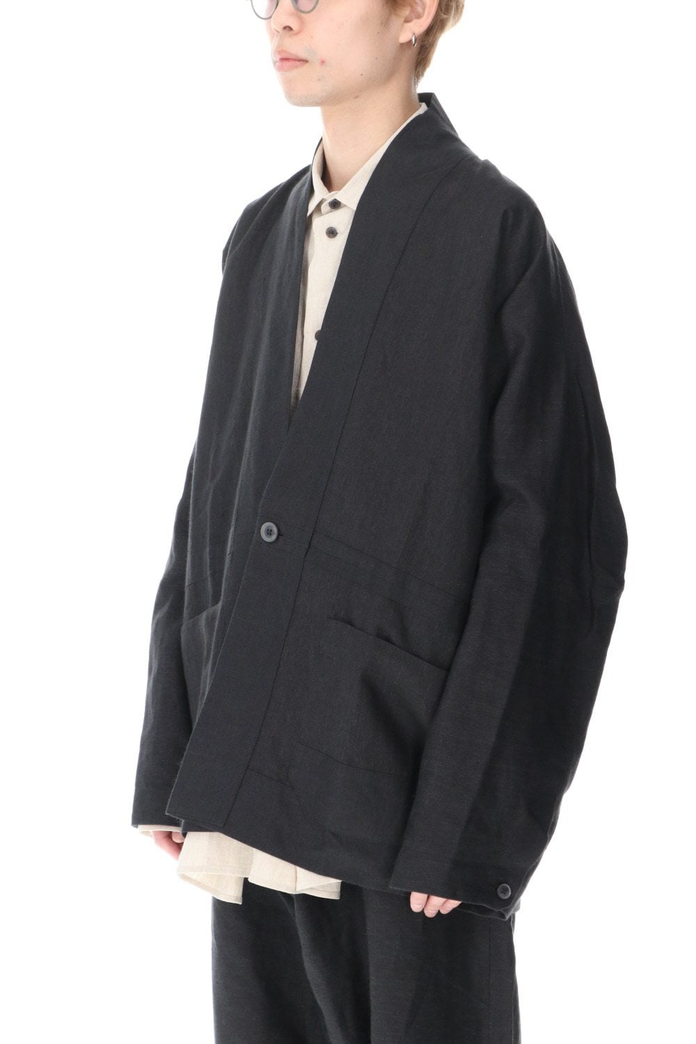 JACKET#43 ANTHRACITE RAMIE/LINEN TWILL