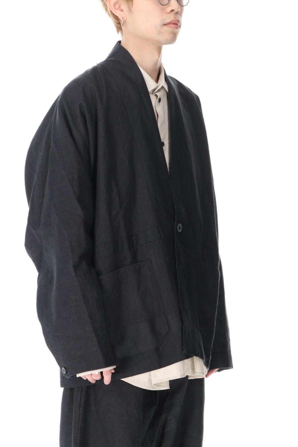 JACKET#43 ANTHRACITE RAMIE/LINEN TWILL