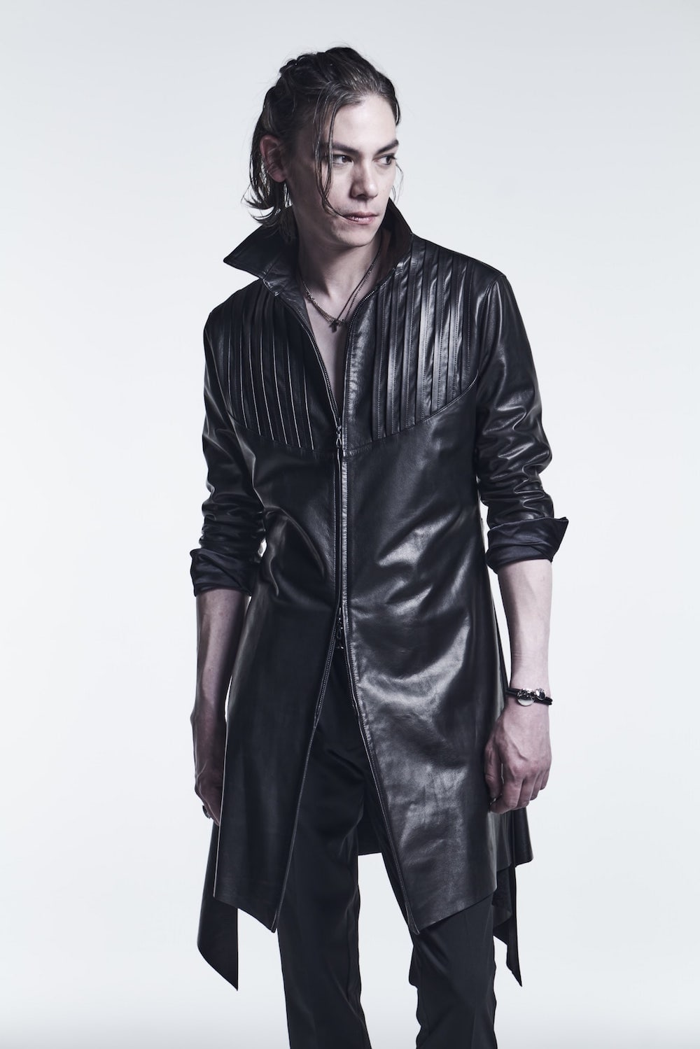 Pin Tuck Leather Flare Shirts