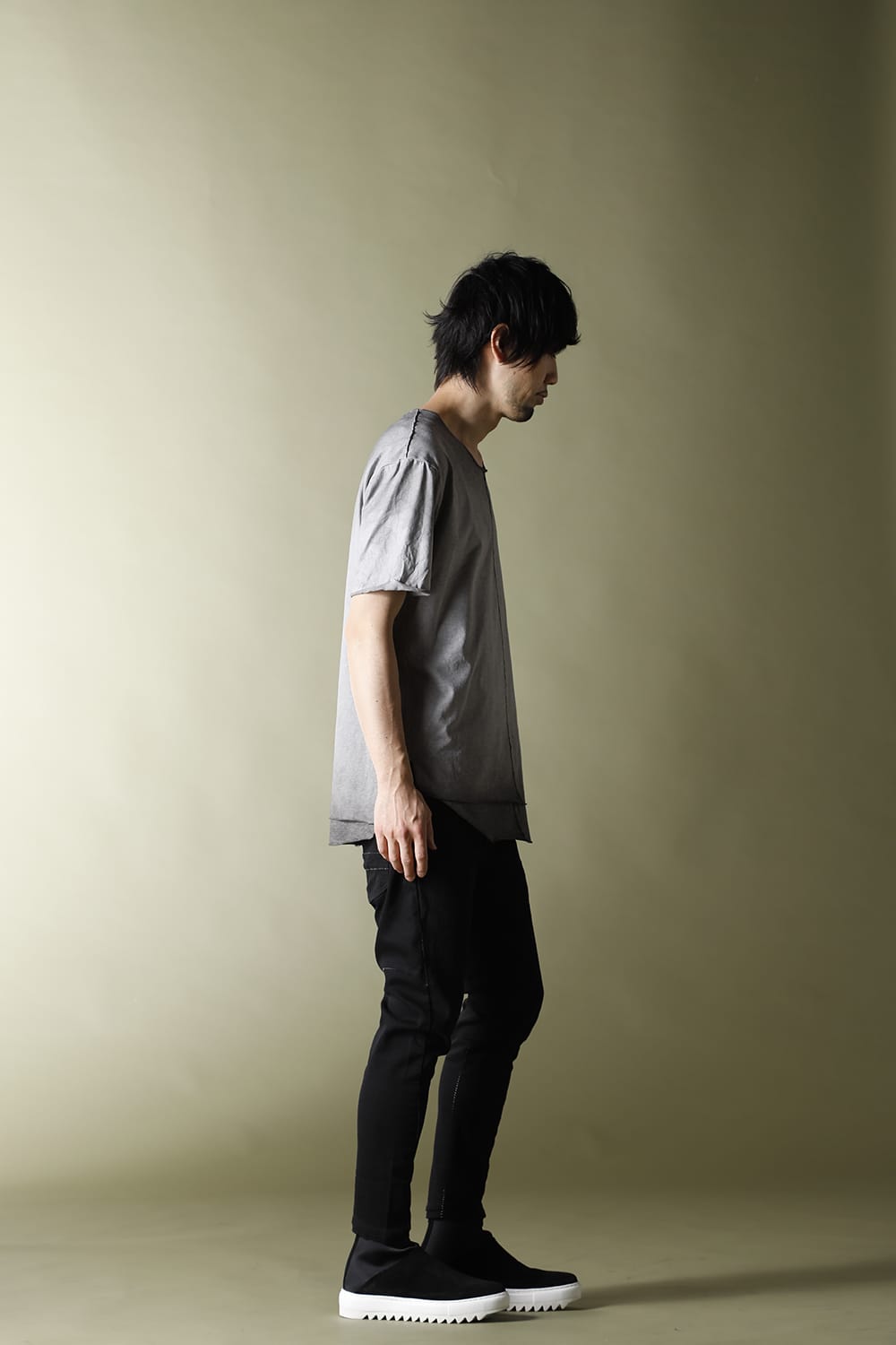 Oversize Dye 5th Layered Cutsew Light Gray