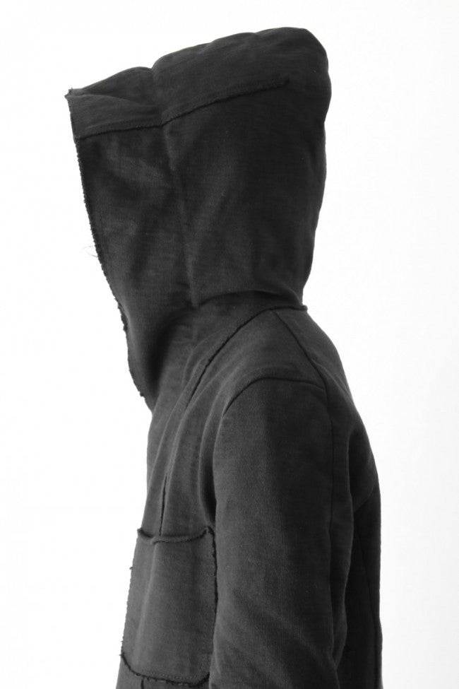 Loop Wheel Machine sewing Hooded Coat Black