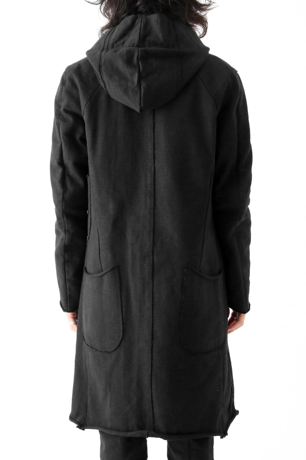 Loop Wheel Machine sewing Hooded Coat Black
