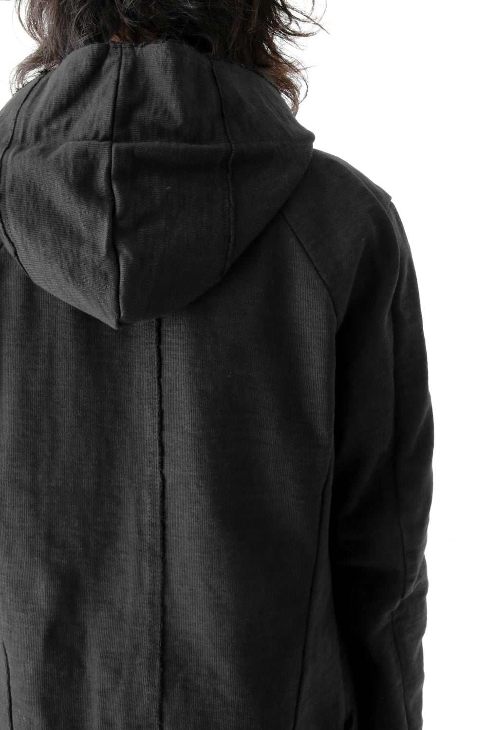 Loop Wheel Machine sewing Hooded Coat Black