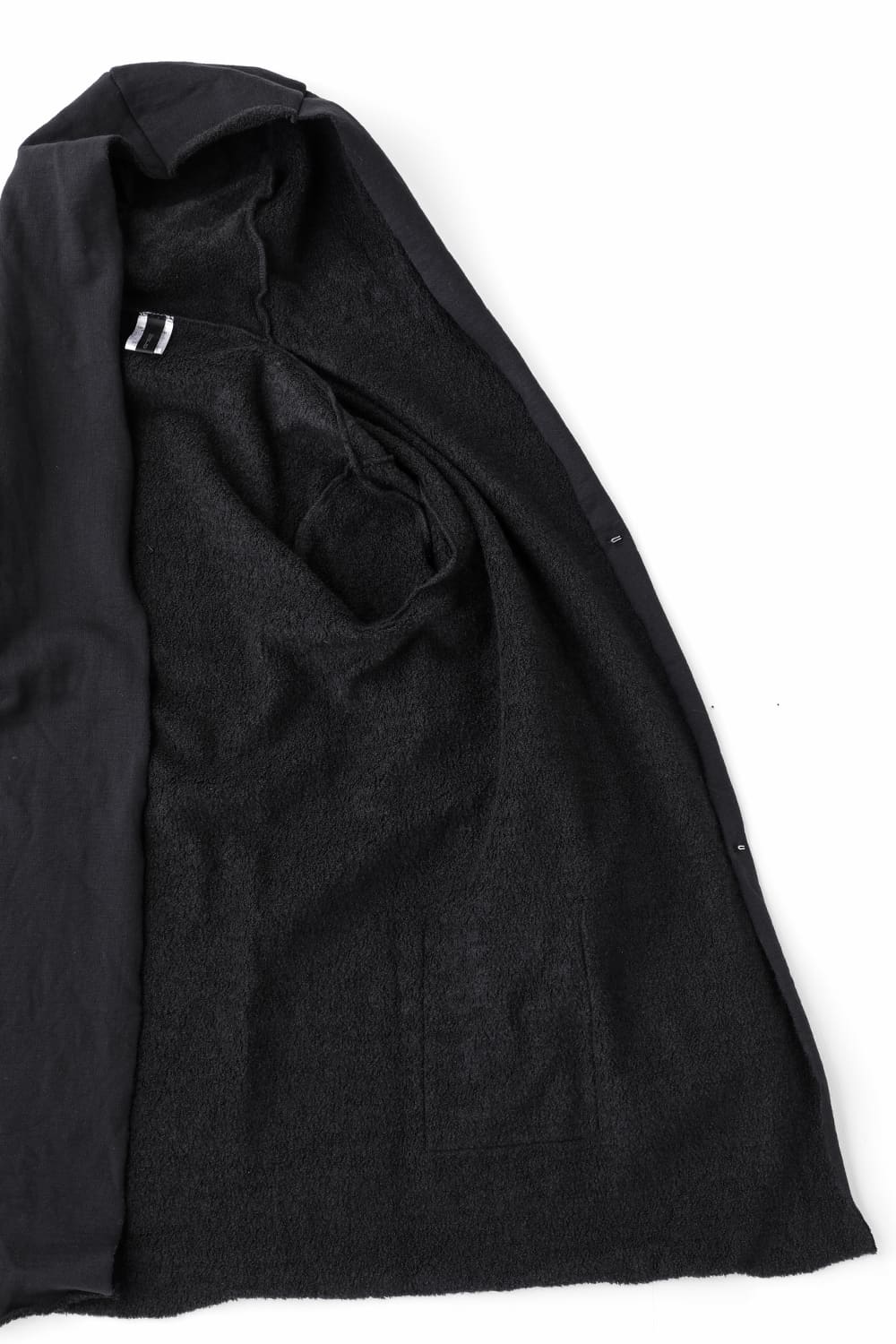 Wool Cotton Fleece Lining Long Hoodie Black