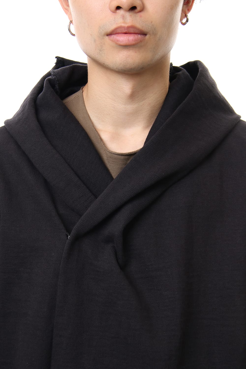 Heavy Jersey Hooded Coat Black