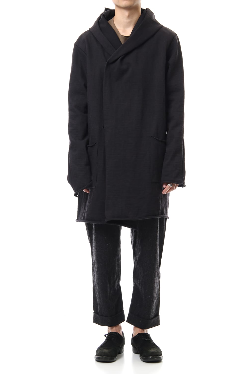 Heavy Jersey Hooded Coat Black