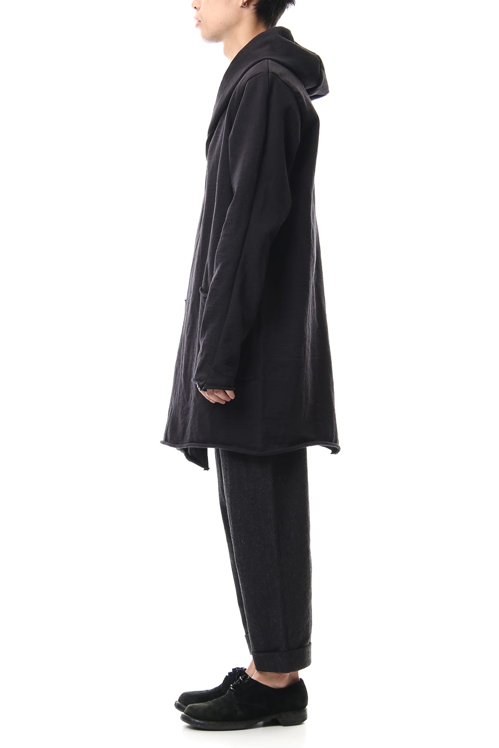 Heavy Jersey Hooded Coat Black