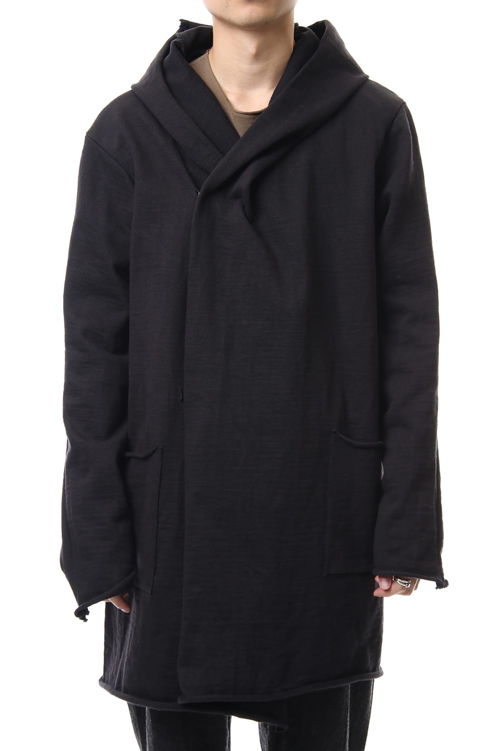 Heavy Jersey Hooded Coat Black