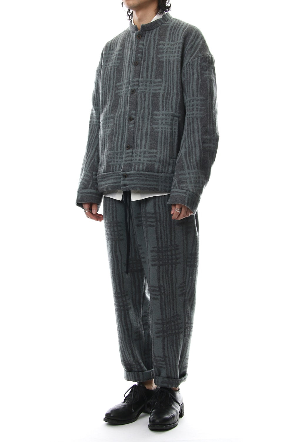 Jacket JK62 Grid Pattern Jaquard Wool Beaver Finished