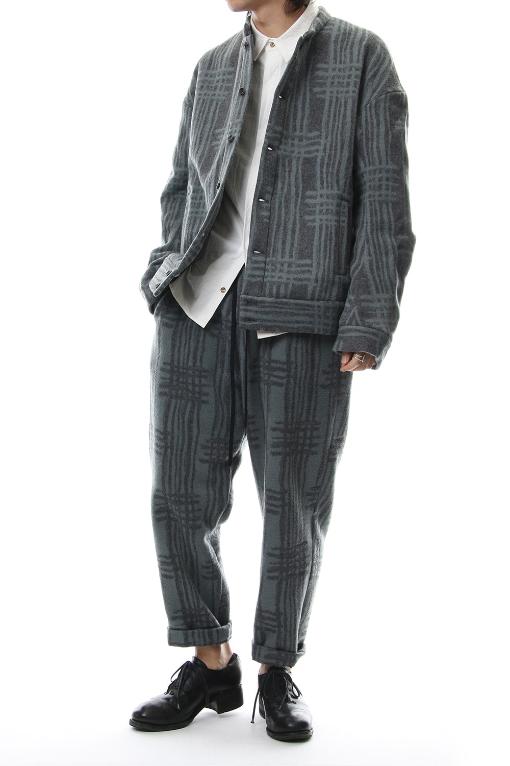 Jacket JK62 Grid Pattern Jaquard Wool Beaver Finished