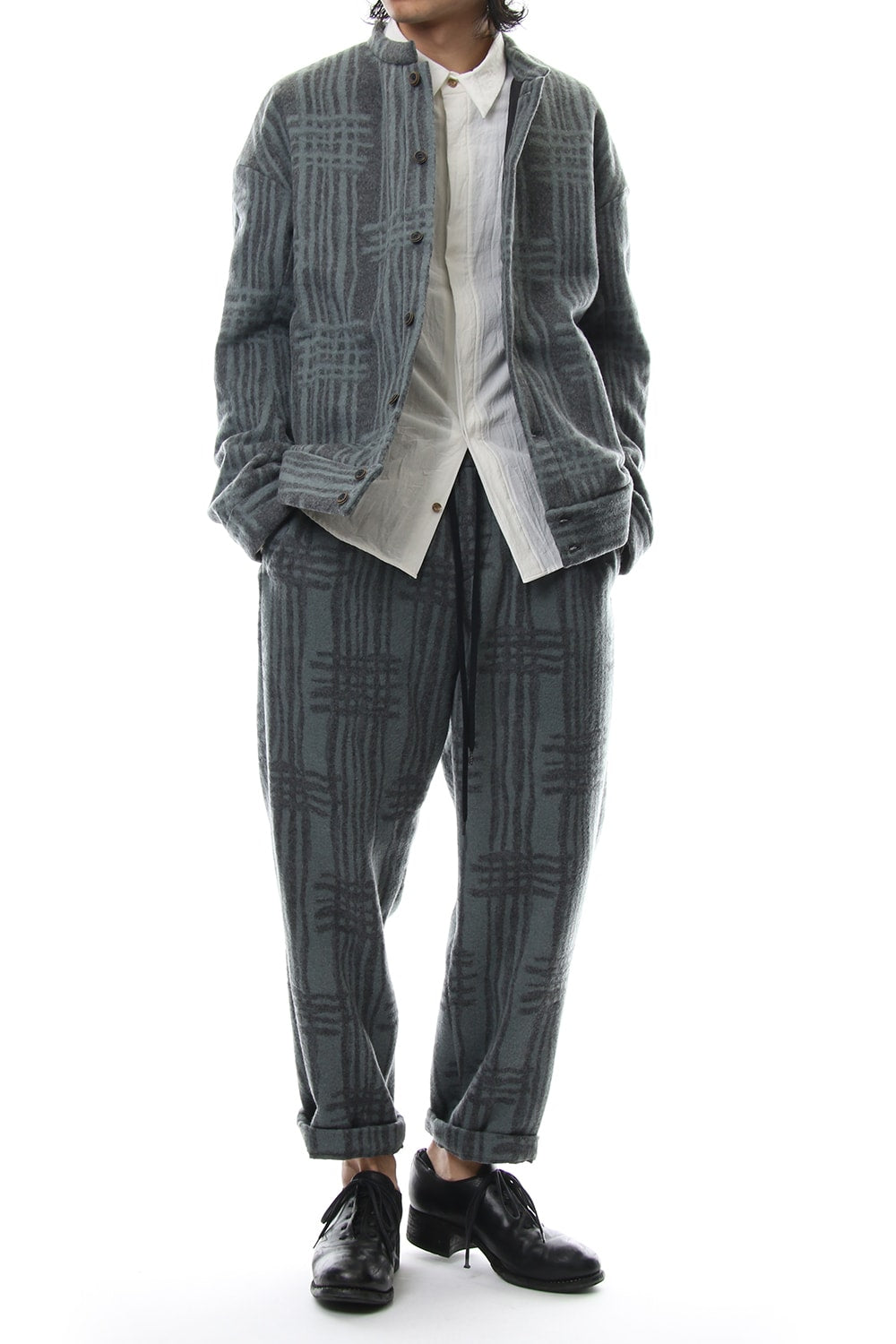 Jacket JK62 Grid Pattern Jaquard Wool Beaver Finished