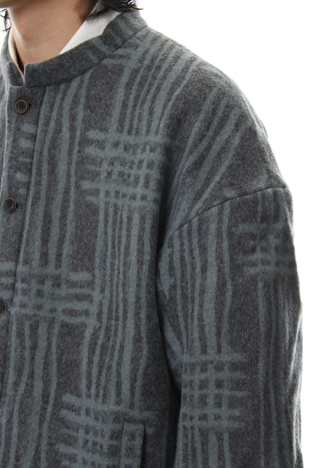 Jacket JK62 Grid Pattern Jaquard Wool Beaver Finished