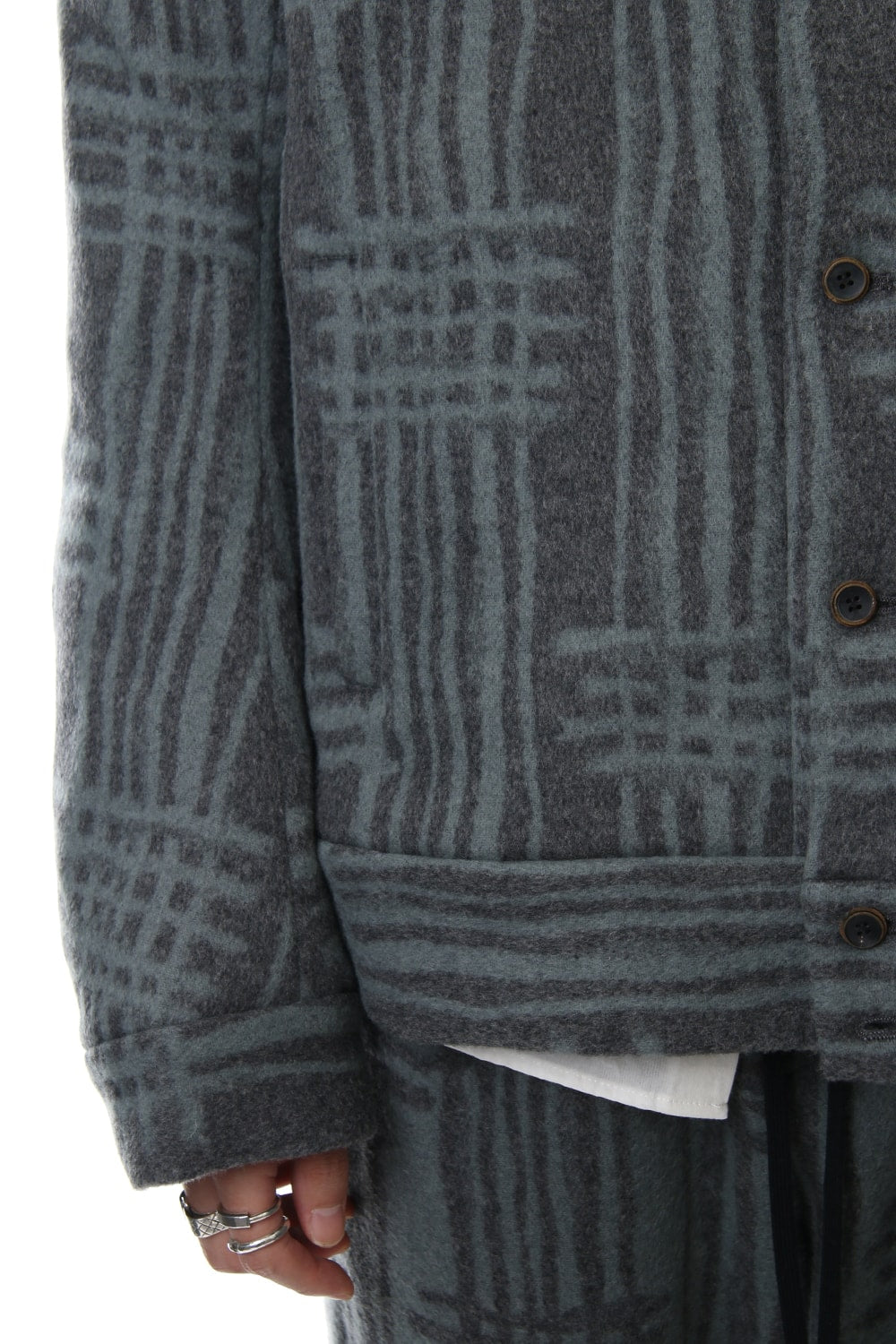 Jacket JK62 Grid Pattern Jaquard Wool Beaver Finished