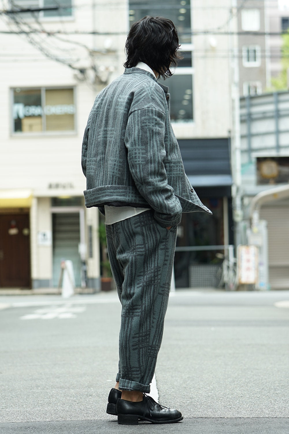 Jacket JK62 Grid Pattern Jaquard Wool Beaver Finished
