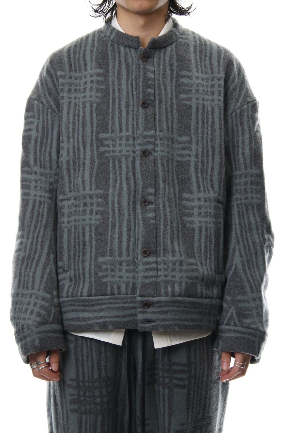 Jacket JK62 Grid Pattern Jaquard Wool Beaver Finished