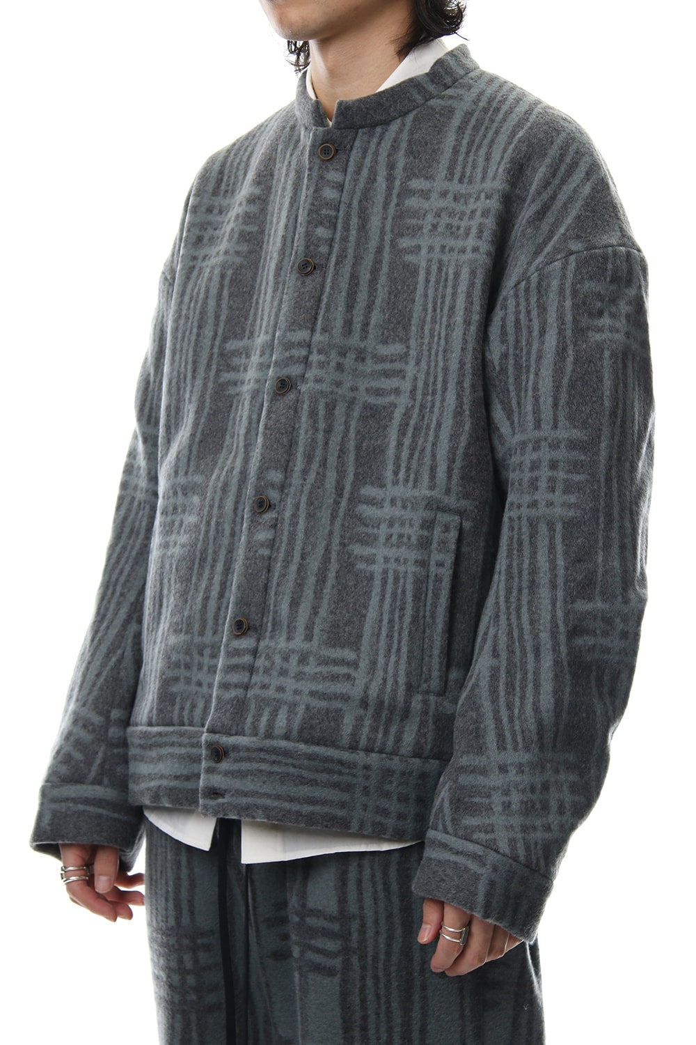 Jacket JK62 Grid Pattern Jaquard Wool Beaver Finished
