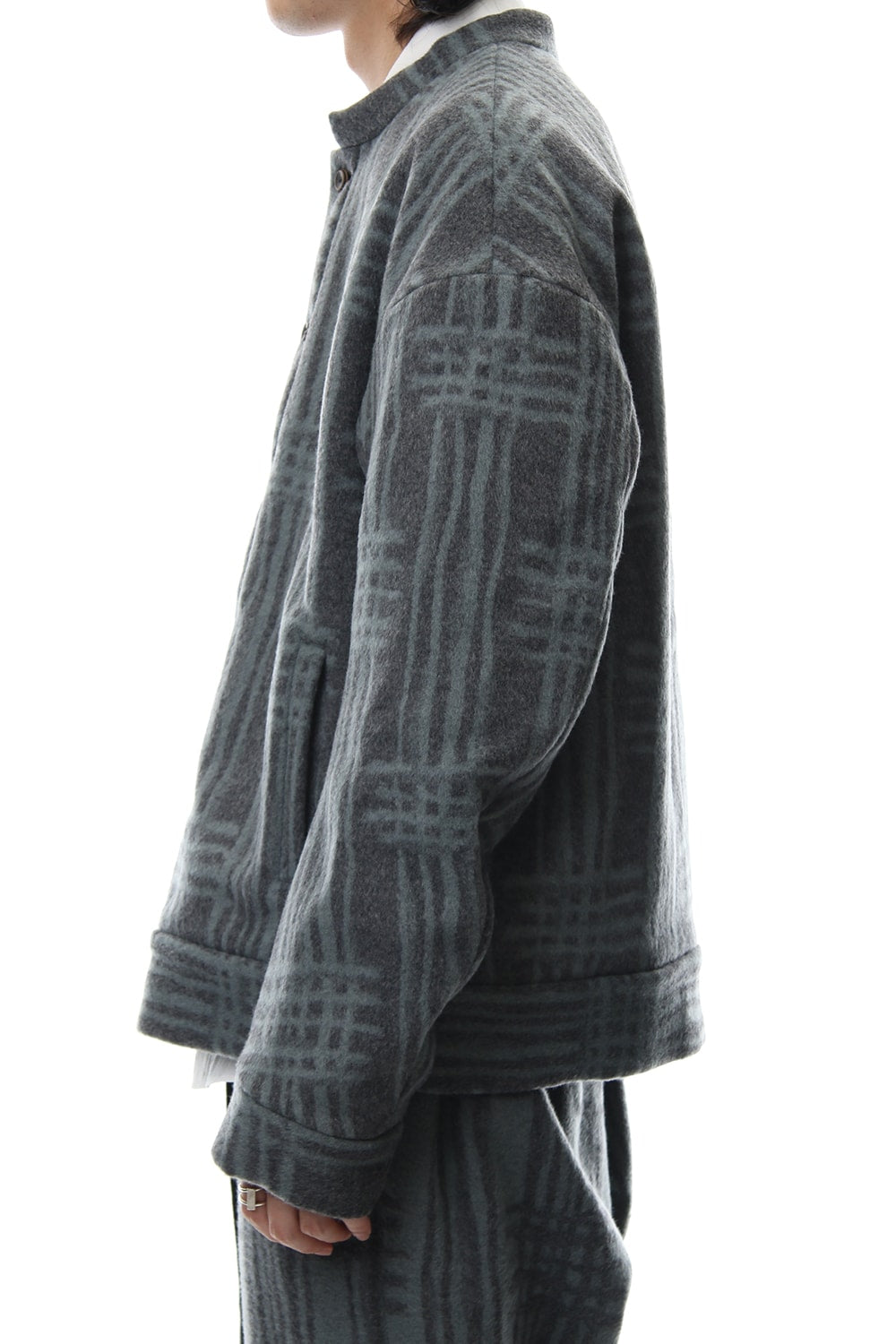 Jacket JK62 Grid Pattern Jaquard Wool Beaver Finished