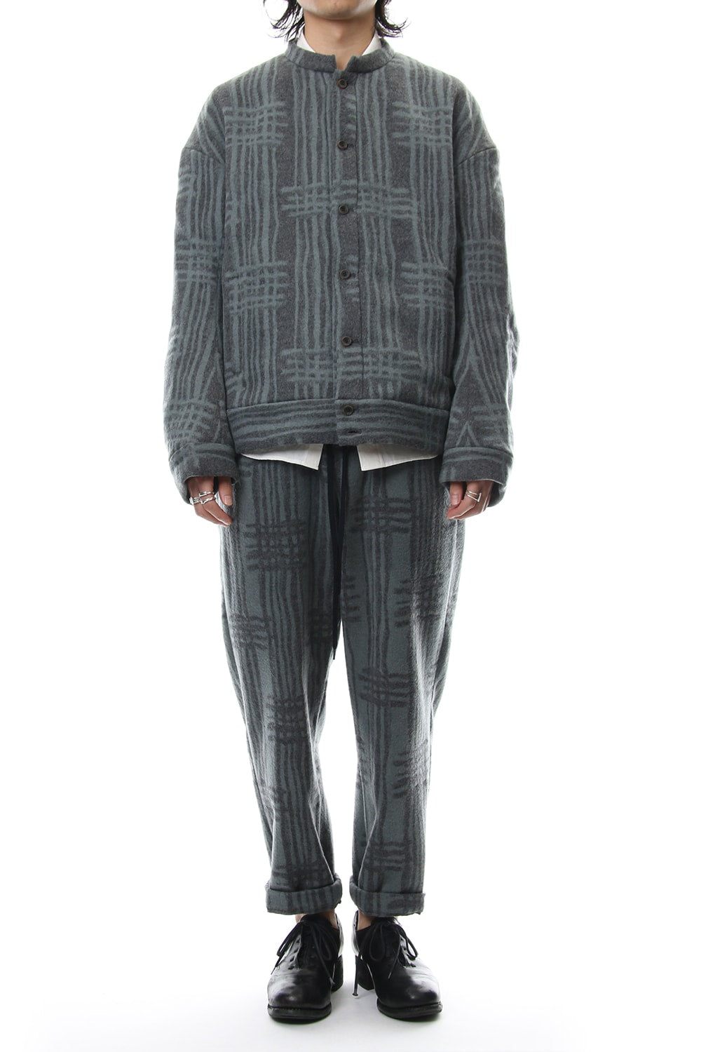 Jacket JK62 Grid Pattern Jaquard Wool Beaver Finished