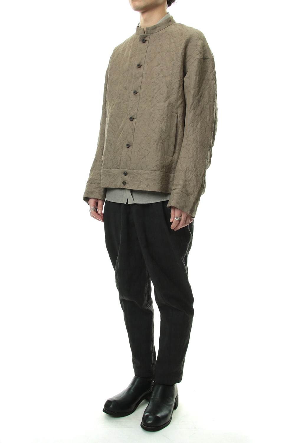 Jacket Rayon Linen hand Made Salt Wrinkle JK62-RY3