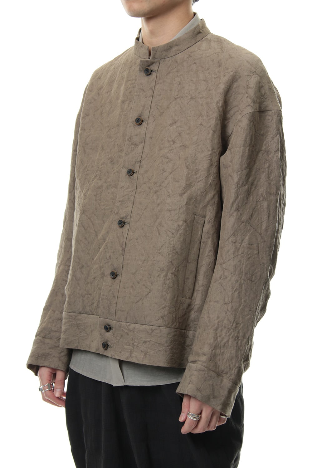 Jacket Rayon Linen hand Made Salt Wrinkle JK62-RY3