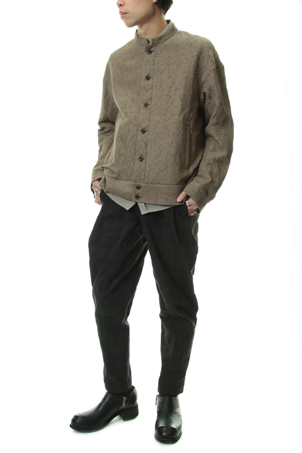 Jacket Rayon Linen hand Made Salt Wrinkle JK62-RY3