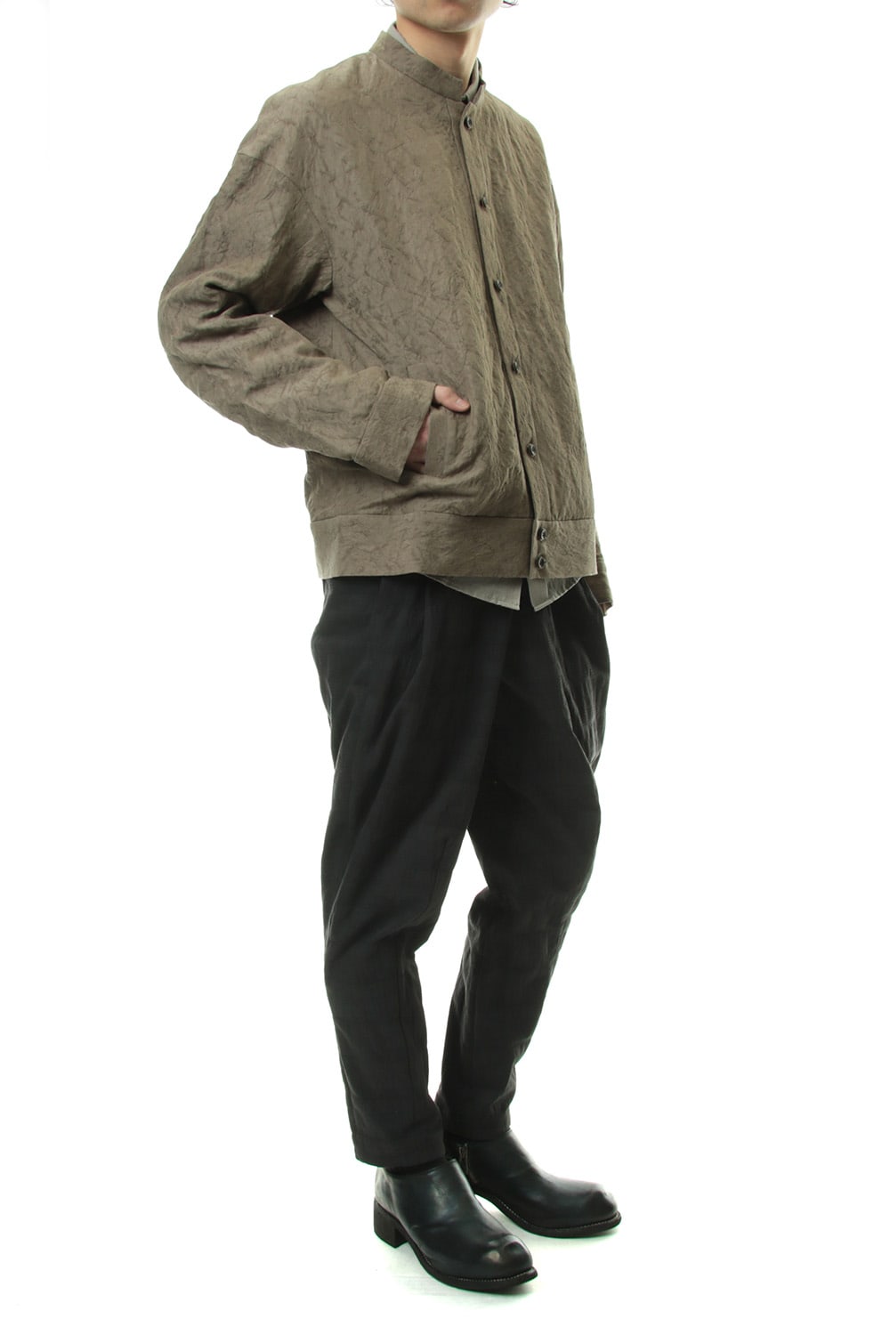 Jacket Rayon Linen hand Made Salt Wrinkle JK62-RY3