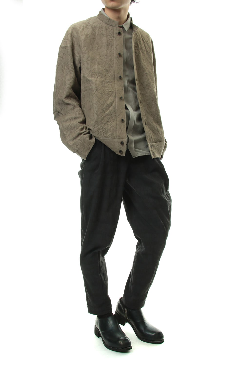 Jacket Rayon Linen hand Made Salt Wrinkle JK62-RY3