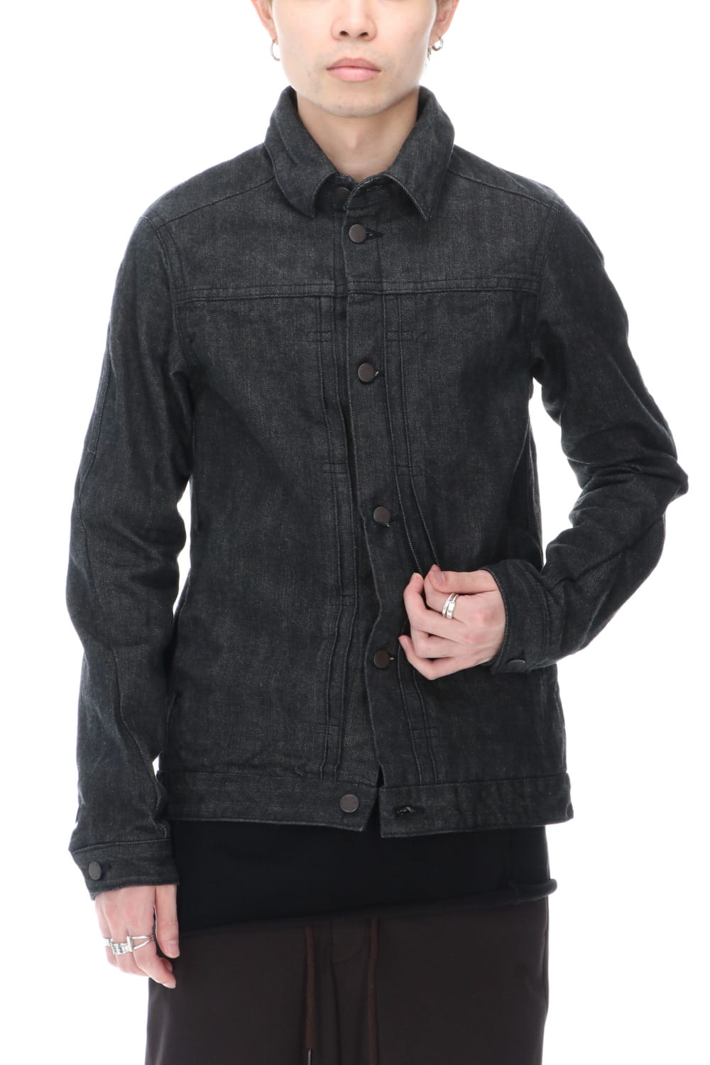 ジャケット デニム 13オンス コットン セルビッジ デニム ブラック