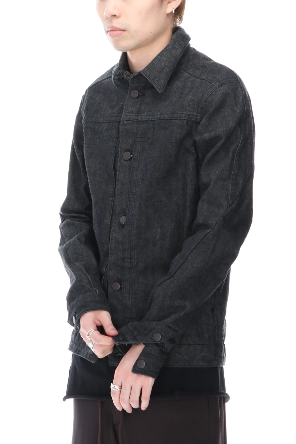ジャケット デニム 13オンス コットン セルビッジ デニム ブラック