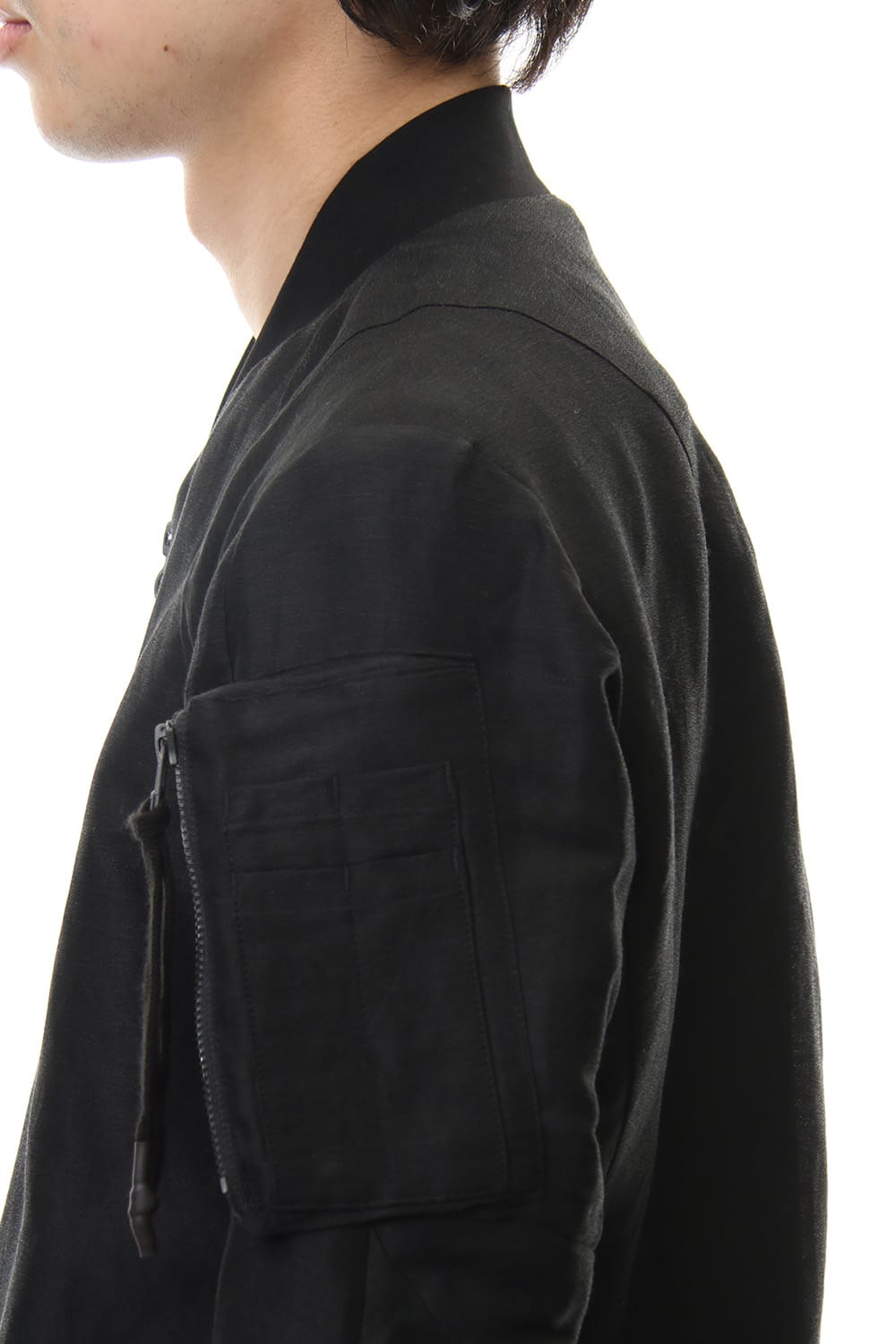 Jacket Silk Linen Voile Sand Blast Finish - Black