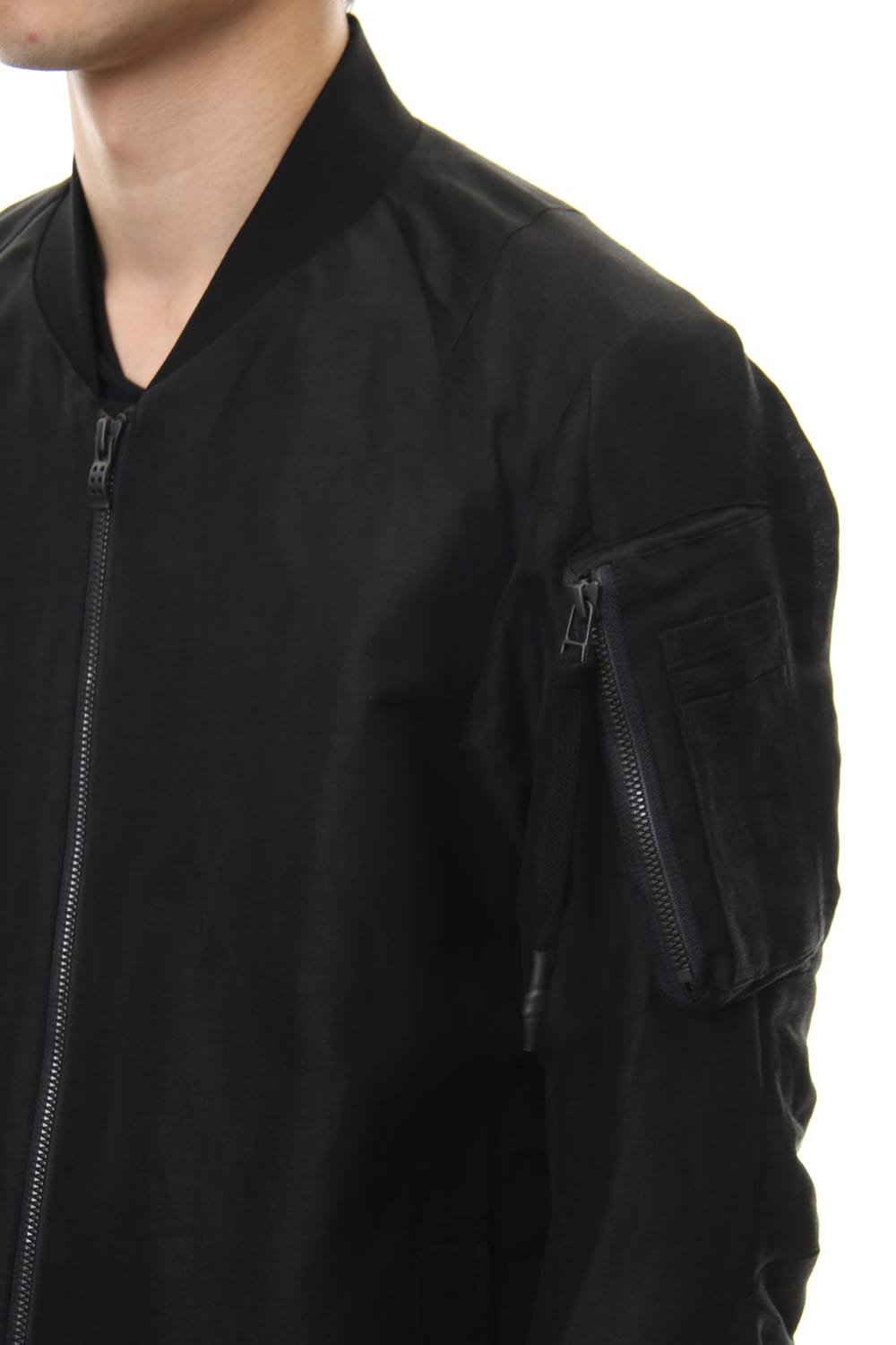 Jacket Silk Linen Voile Sand Blast Finish - Black