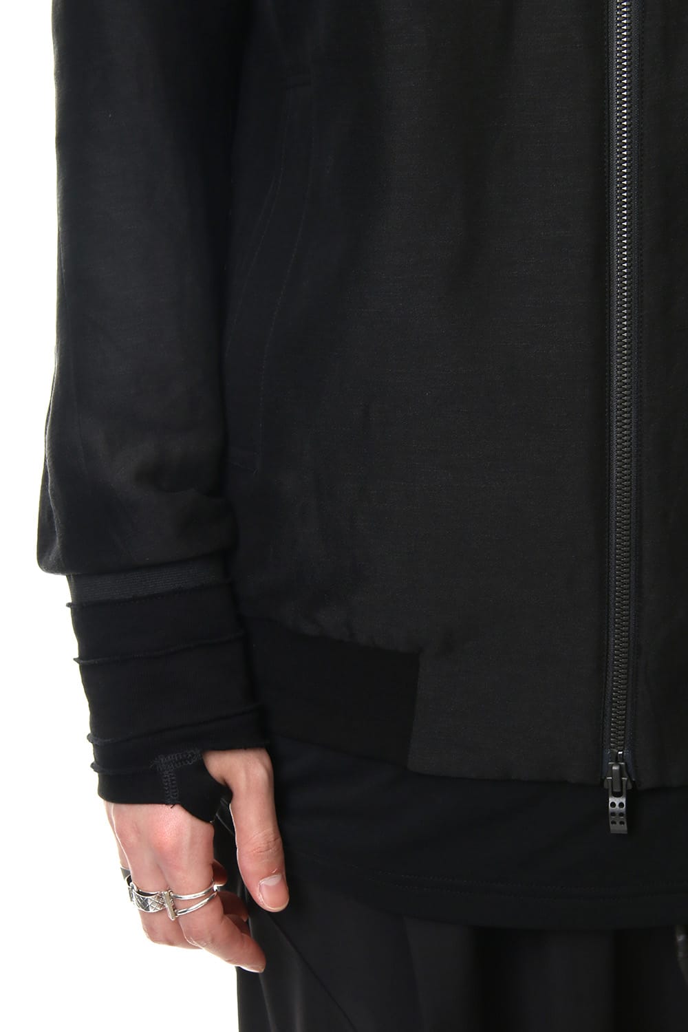 Jacket Silk Linen Voile Sand Blast Finish - Black