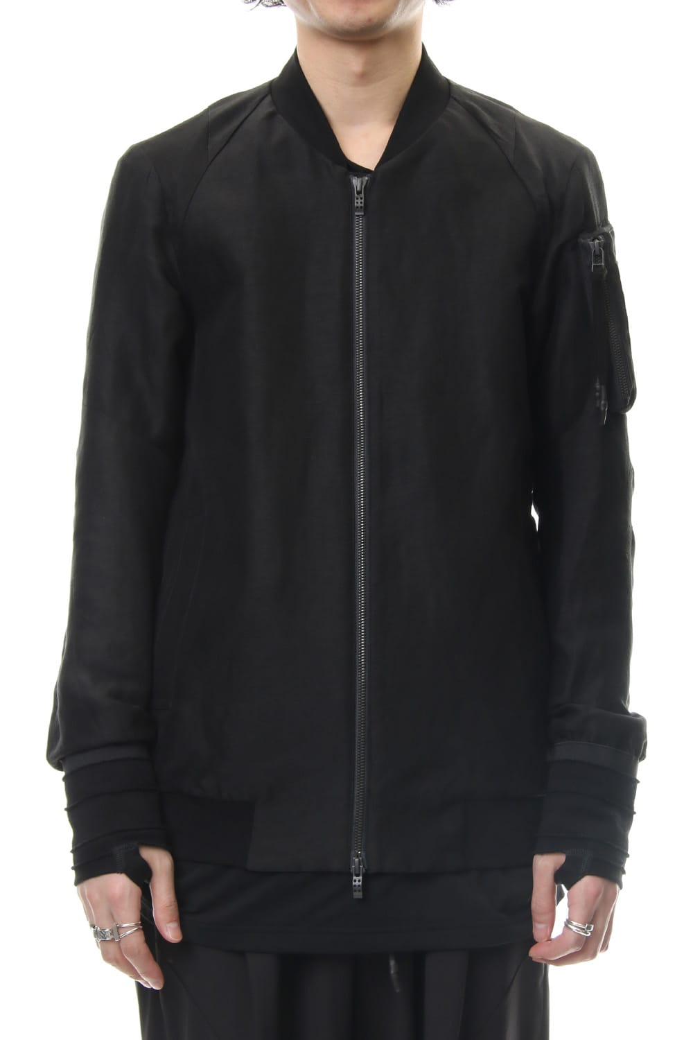 Jacket Silk Linen Voile Sand Blast Finish - Black