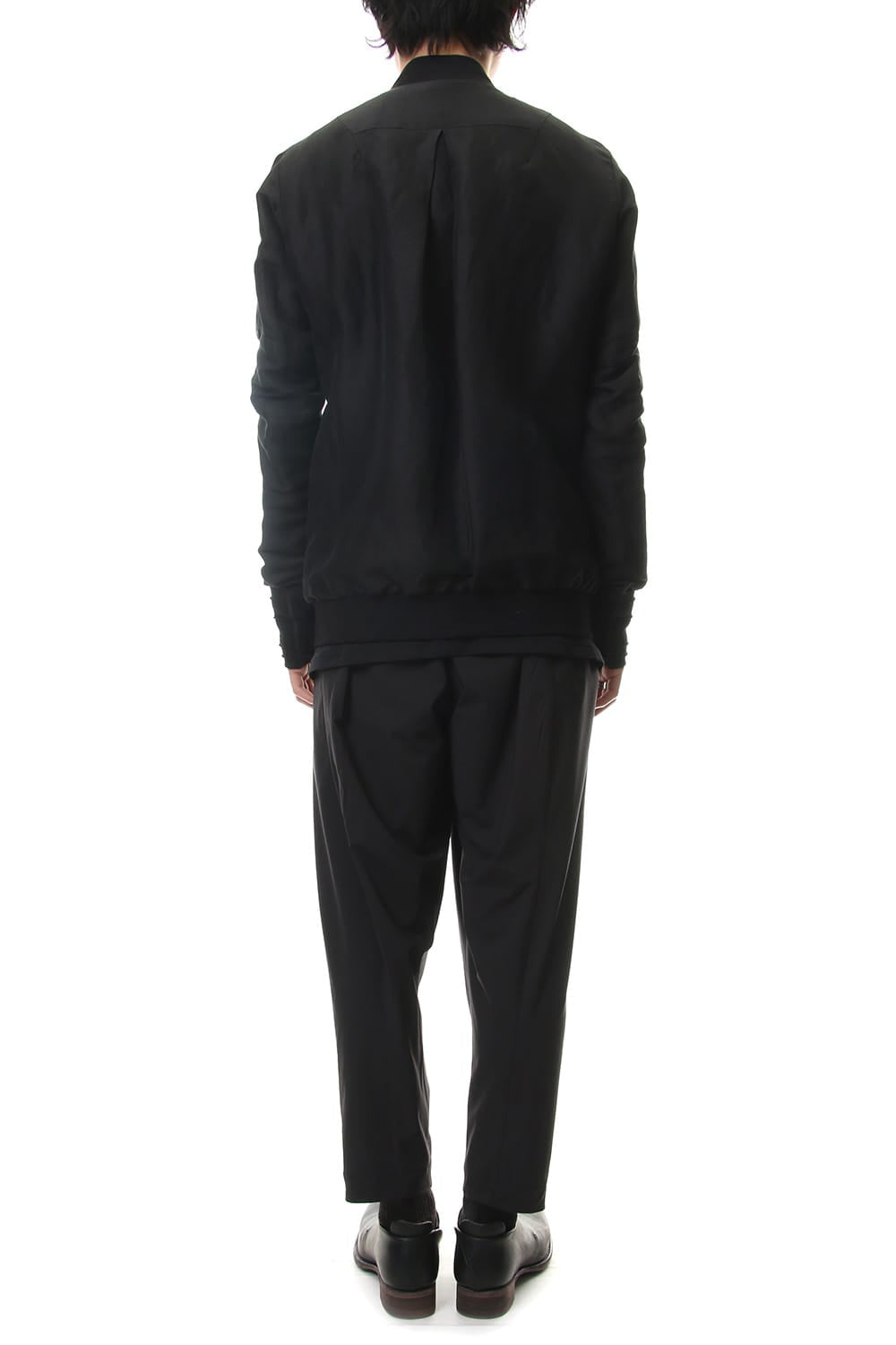 Jacket Silk Linen Voile Sand Blast Finish - Black