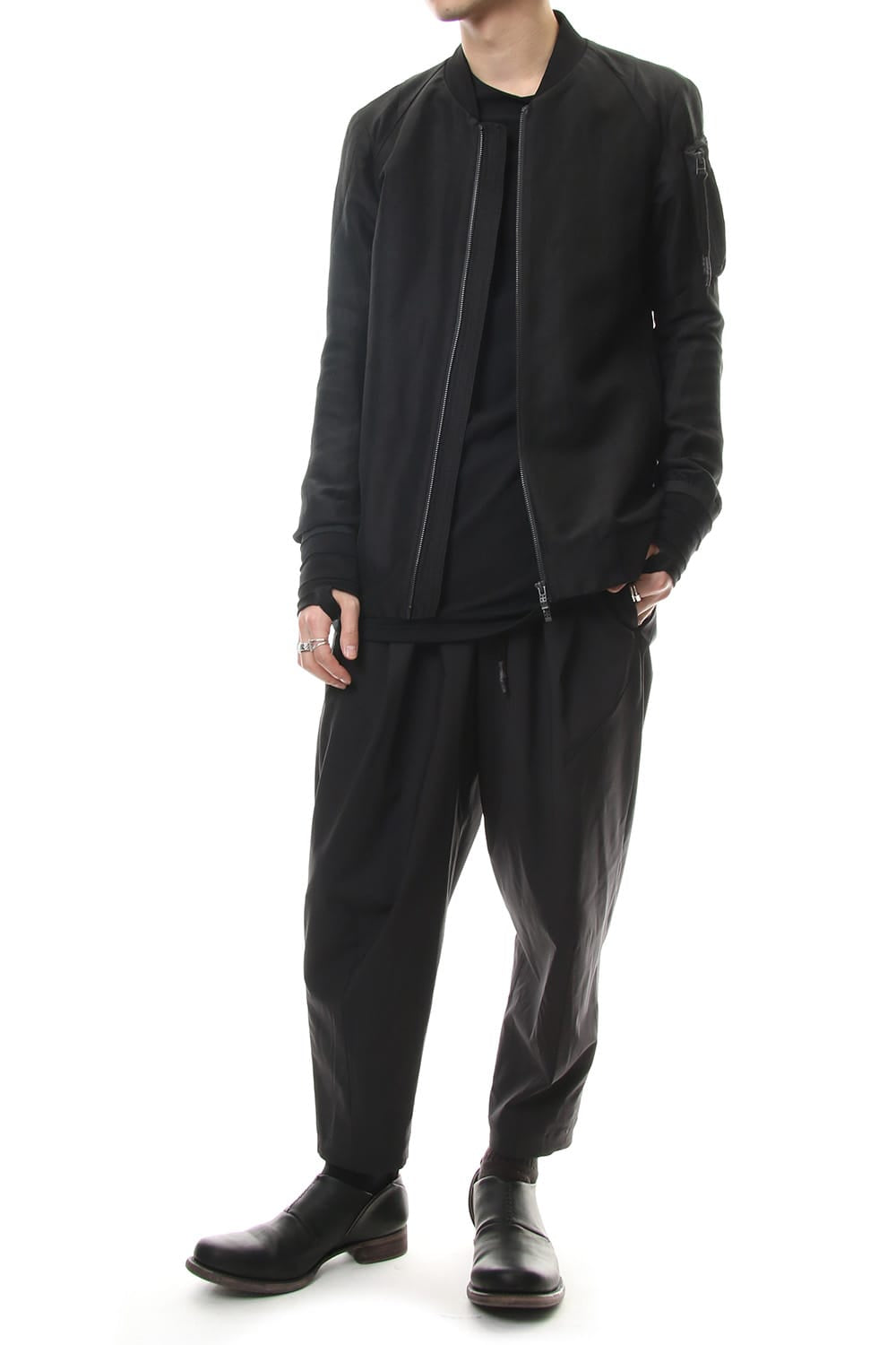 Jacket Silk Linen Voile Sand Blast Finish - Black