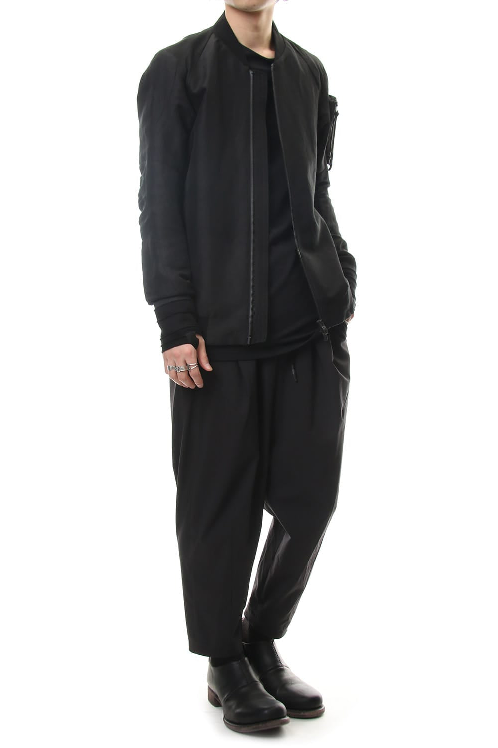 Jacket Silk Linen Voile Sand Blast Finish - Black