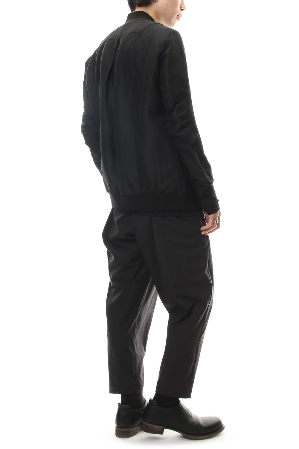 Jacket Silk Linen Voile Sand Blast Finish - Black