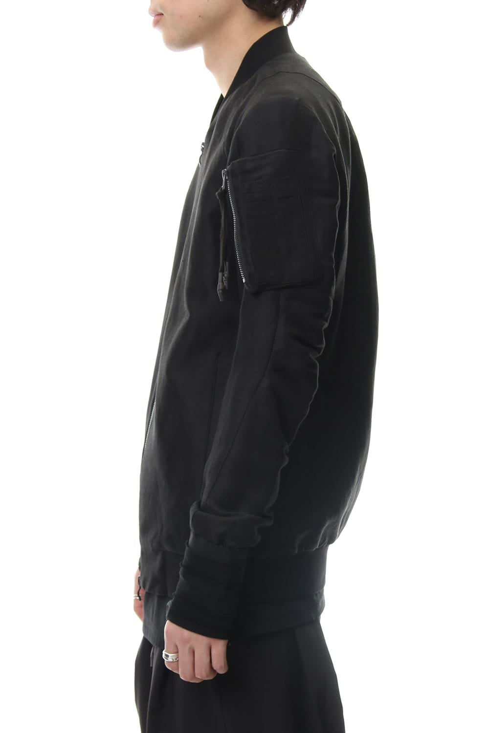 Jacket Silk Linen Voile Sand Blast Finish - Black