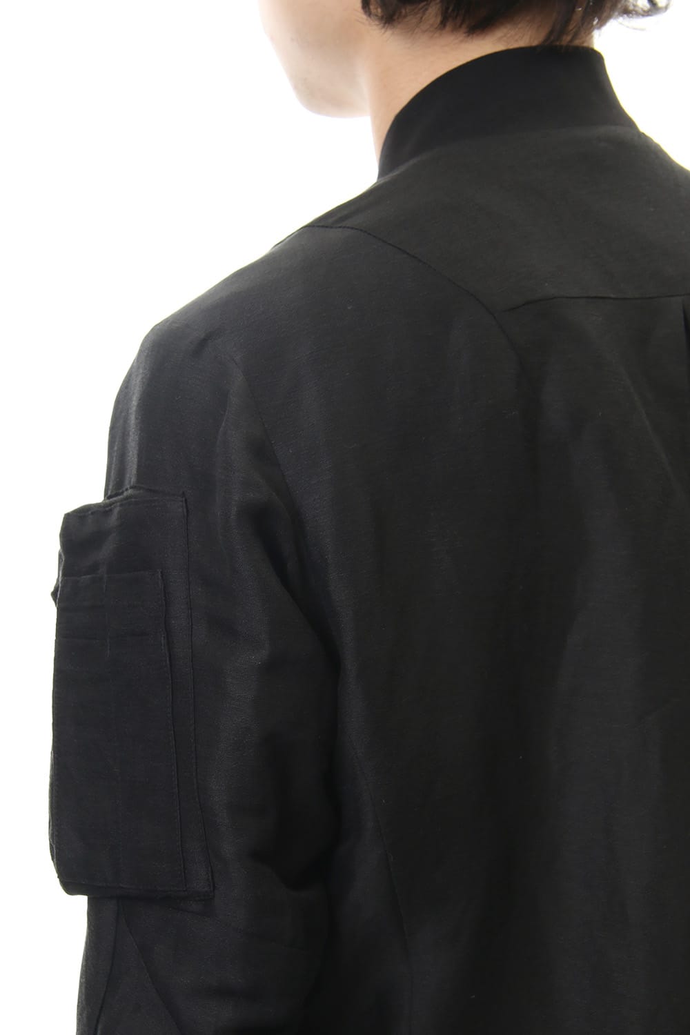 Jacket Silk Linen Voile Sand Blast Finish - Black