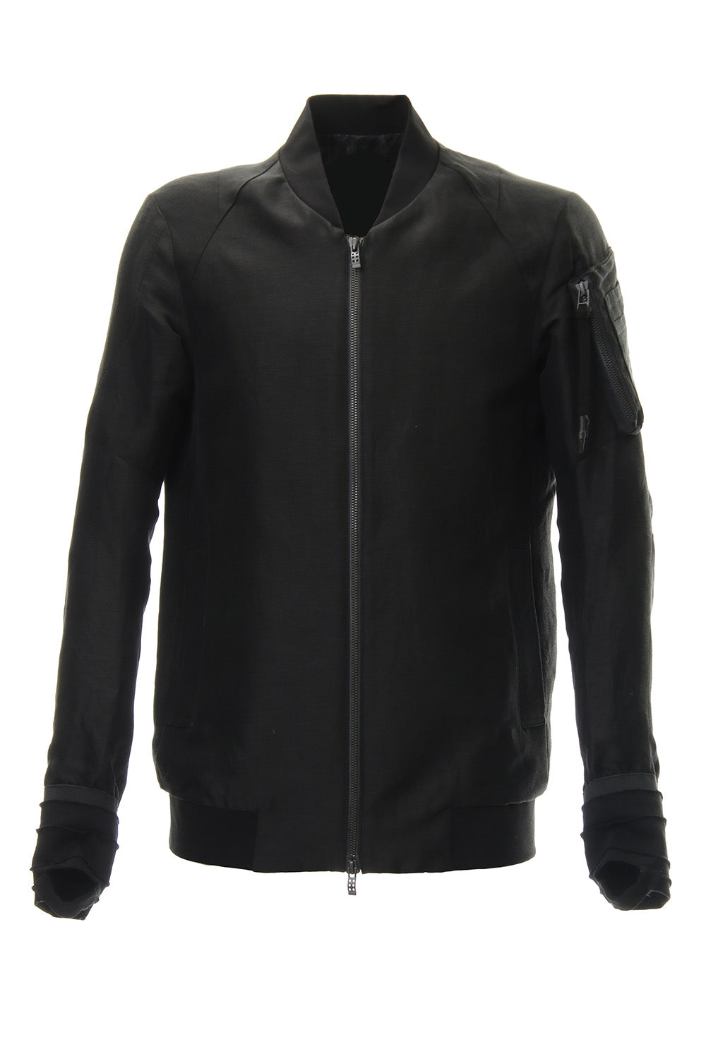 Jacket Silk Linen Voile Sand Blast Finish - Black