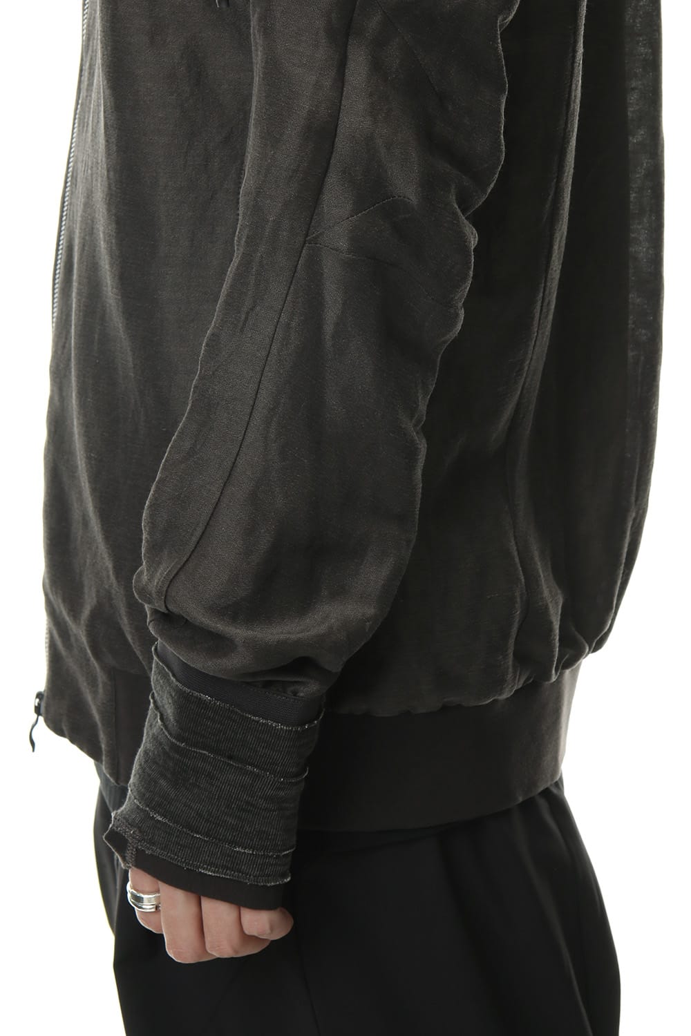 Jacket Silk Linen Voile Sand Blast Finish - Gray